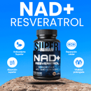 NAD + Resveratrol - Cápsulas de Reparación Celular Antienvejecimiento y Energía Extra (120 Cápsulas)