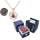 CAJA DE ROSA ETERNA Y COLLAR "100 te amo"